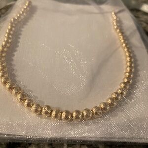 14K yellow gold beaded necklace with chain, vintage, with Complimentary Gift Bag